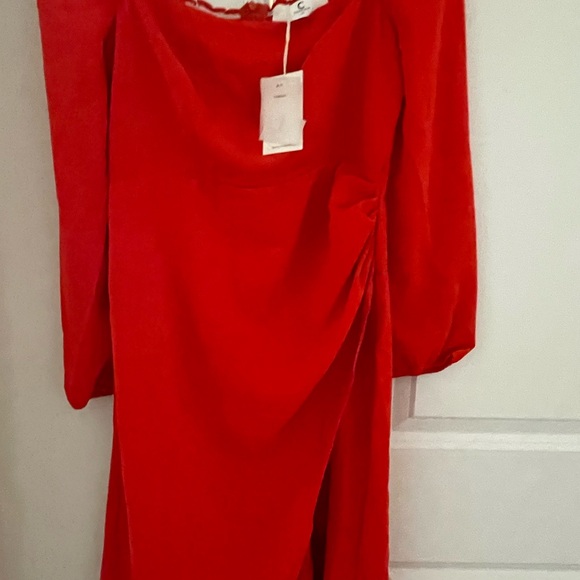 Commense Square Neck Long Sleeve Fitted Bodice Wrap Dress - Picture 7 of 10